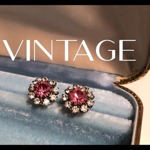 Vintage pink and clear crystal earrings